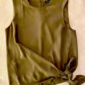 Olive Green Sleeveless Top - with side tie